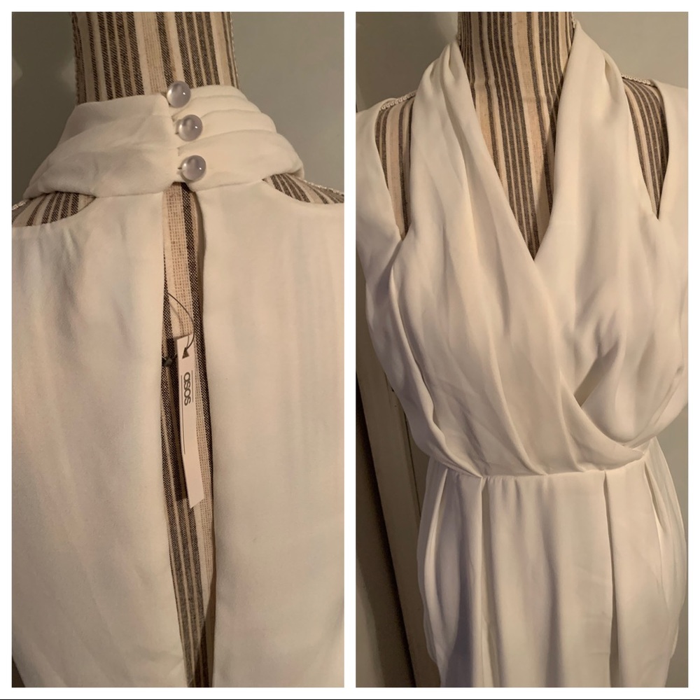 ASOS white open back sleeveless midi dress